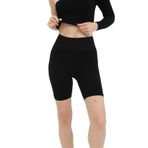 FOREVER MORE Seamless Fitilli Biker Tayt siyah-S