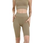 FOREVER MORE Seamless Fitilli Biker Tayt vizon-L