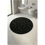 FOREVERALDORA Yuvarlak Siyah Banyo Paspası – Peluş Soft Dokulu Lüx Pufy Halı - Kaymaz Taban Makinede Yıkanabilir