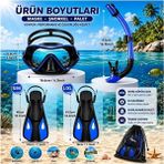 Forico Şnorkel Dalış Seti Full (L-Xl) Beden Maske Şnorkel Palet Ayarlanabilir Profesyonel Deniz Seti Taşıma Çantalı