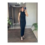 Forlady4 Siyah Dik Yaka Salsa Triko Kadın Maksi Boy Elbise
