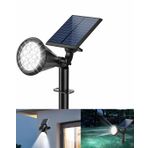 Forlife BEYAZ 18 LED Spot Güneş Enerjili Bahçe Aydınlatma Lambası, Fotoselli, Spike Aplik, 18W Su Geçirmez Dış Mekan Solar Lamba, Ağaç, Veranda, Garaj, Havuz, Duvar Ve Zemin Montajına Uygundur 42 CM