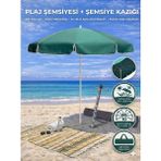 Form Outdoor Plaj Şemsiyesi + Şemsiye Kazığı + Taşıma Çantası Hediyeli - Koyu Yeşil