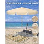 Form Outdoor Plaj Şemsiyesi + Şemsiye Kazığı + Taşıma Çantası Hediyeli - Krem