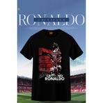 Forma Cr7 Ronaldo Poster Baskılı Unisex T-Shirt/tişört - Tüm Yaş Grupları - Siyah - 6 Yaş