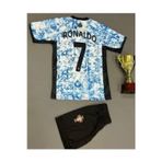 Formaruh Portekiz Ronaldo 7 Deplasman Milli Takım Çocuk Futbol Forma 4'Lü Set Forma+Şort+Çorap