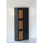 Formet 3 Raflı Mdf Dekorlu Metal Ayakkabılık - Siyah