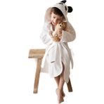 Formeya %100 Pamuk Bebek Çocuk Bornozu Kapüşonlu Nakışlı Hayvan Figürlü Bornoz - 7 - 8 Yaş - Beyaz