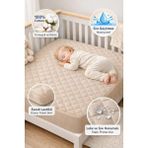 Formeya %100 Pamuk Kapitone Fitted Su Sıvı Geçirmez Bebek Alezi-Çocuk Alezi, Park Yatak Beşik Yatak Alezi - 70 x 120 cm - Kahverengi