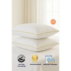 Formeya 2 Adet Gold Detaylı Gold Rengi Biyeli Nanojel Yastık 1100 gram 50x70 cm, Lüks Otel Yastığı
