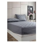Formeya Alez Seti, Kapitone Yatak Koruyucu-2 Adet Yastık Koruyucu Alez SET (Gri, 120 x 200)