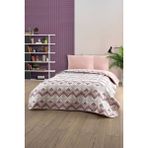 Formeya Çift Kişilik Desenli Kapitone Çift Taraflı Renkli Pike Yatak Örtüsü Takımı 200X230 cm (Çarşafsız) - Pudra