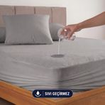 FORMEYA Gri Sıvı Geçirmez Alez - Tek-Çift Kişilik Alez - Mikrofiber Kumaş - Fitted(Yatağı Saran) Alez - Yatak Koruyucu Alez-Çarşaf(180x200)