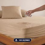 FORMEYA Kahverengi Sıvı Geçirmez Alez Tek-Çift Kişilik Mikrofiber Kumaş Fitted Yatağı Saran Yatak Koruyucu Çarşaf 180x200