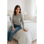 Formeya Modern Çizgili Lastikli Çarşaflı Tek Kişilik Nevresim Takımı - Gri - 160 x 220 cm