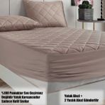 Formeya Pamukkale Alez Set Kahverengi %100Pamuk Kapitone Yatak Koruyucu Alez-2 Adet Yastık Koruyucu(11 Ebat) - 180 x 200 cm