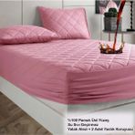 Formeya Pamukkale Alez Set Pudra Kapitone Sıvı Geçirmez Yatak Koruyucu-2 Adet Yastık Koruyucu (11 Ebat) - 180 x 200 cm - Pembe