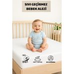 Formeya Sıvı Geçirmez Bebek Alezi %100 Pamuk Kumaş Çocuk Alezi, Park Yatak ve Beşik Yatağa Uygun Alez - 70 x 110 cm - Beyaz