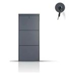 Formood Kilitli 3'lü Metal Ayakkabılık Modern Tasarım 15 cm Derinlikli 3 Kapaklı Antrasit Ral 7016 - Gri