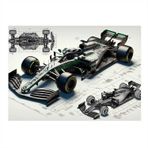 Formula 1 Araba Tasarımı Desenli Ahşap Tablo 35cm X50cm