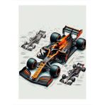 Formula 1 Yarış Arabası Desenli Ahşap Tablo