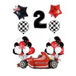 Formula Yarış Arabası 2 Yaş Siyah Kırmızı Beyaz Konsept Doğum Günü Parti Seti
