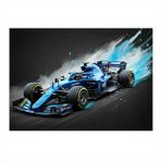 Formula Yarış Arabası Desenli Ahşap Tablo 35cm X50cm