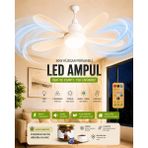Formzen Hediyeli 30W Uzaktan Kumandalı Rüzgar Pervaneli Tavan Vantilatörlü Ampul 3 Renkli LED Ledli Avize E27 Duy - Beyaz