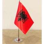 Fors Bayrak Arnavutluk Masa Bayrağı Krom Direkli Tekli Bayrak