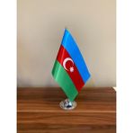 Fors Bayrak Azerbaycan Masa Bayrağı Krom Direkli Tekli Bayrak