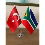 Fors Bayrak Güney Afrika Cumhuriyeti Masa Bayrağı Krom Direkli Ikili Bayrak