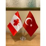 Fors Bayrak Kanada Masa Bayrağı Krom Direkli Ikili Bayrak - Renkli