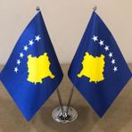 Fors Bayrak Kosova Masa Bayrağı Krom Direkli İkili Bayrak