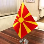 Fors Bayrak Krom Direkli Kuzey Makedonya Masa Bayrağı Tekli