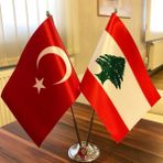Fors Bayrak Lübnan-Türkiye Masa Bayrağı Krom Direkli Ikili Bayrak