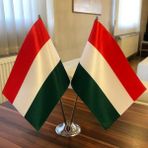 Fors Bayrak Macaristan Masa Bayrağı Krom Direkli Ikili Bayrak
