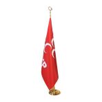 Fors Bayrak Mhp Makam Bayrağı Seti Sarı Direkli Telalı Saten
