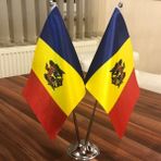 Fors Bayrak Moldova Masa Bayrağı Krom Direkli Ikili Bayrak