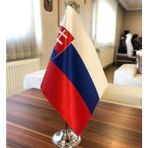 Fors Bayrak Slovakya Masa Bayrağı Krom Direkli Tekli Bayrak