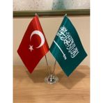 Fors Bayrak Suudi Arabistan Masa Bayrağı Krom Direkli Ikili Bayrak