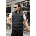 Fors Life Siyah Erkek Şişme Yelek Slim Fit Dik Yaka Rahat Tasarım Kolsuz