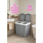 FORSACE İki Bölmeli Kirli Çamaşır Sepeti & Banyo Çamaşır Sepeti Renkliler & Beyazlar 80 Litre