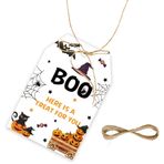 FORSHEEP 50 adet Little Boo Thank You Etiketleri, Yarasa Partisi Dize ile Hediye Etiketi Şeker, Cadılar Bayramı Partisi için Küçük Kabaklar Favor Etiketleri, Boo Soider Temalı Parti Şekerleri