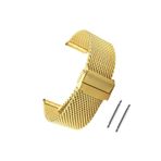 Forsining Unisex Sarı Gold Renk Hasır Örgü Çelik Saat Kordonu 20 MM
