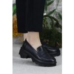 Fort 429003 Siyah Rahat Kalın Taban Kadın Loafer Ayakkabı
