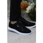 Fort Dks 2038 Siyah Beyaz Hafif Rahat Keten Sneaker Erkek Ayakkabi