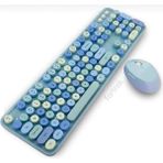 Fortrek Renkli Daktilo Tuşlu Kablosuz Q Multimedia Klavye + Mouse Set - Mavi