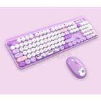 Fortrek Renkli Daktilo Tuşlu Kablosuz Q Multimedia Klavye + Mouse Set - Mor