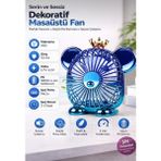 Fortrek USB Şarjlı Dekoratif Masaüstü Fan 1200MAH Sessiz Mini Vantilatör 3 Kademeli - Mavi
