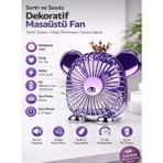 Fortrek USB Şarjlı Dekoratif Masaüstü Fan 1200MAH Sessiz Mini Vantilatör 3 Kademeli - Mor
